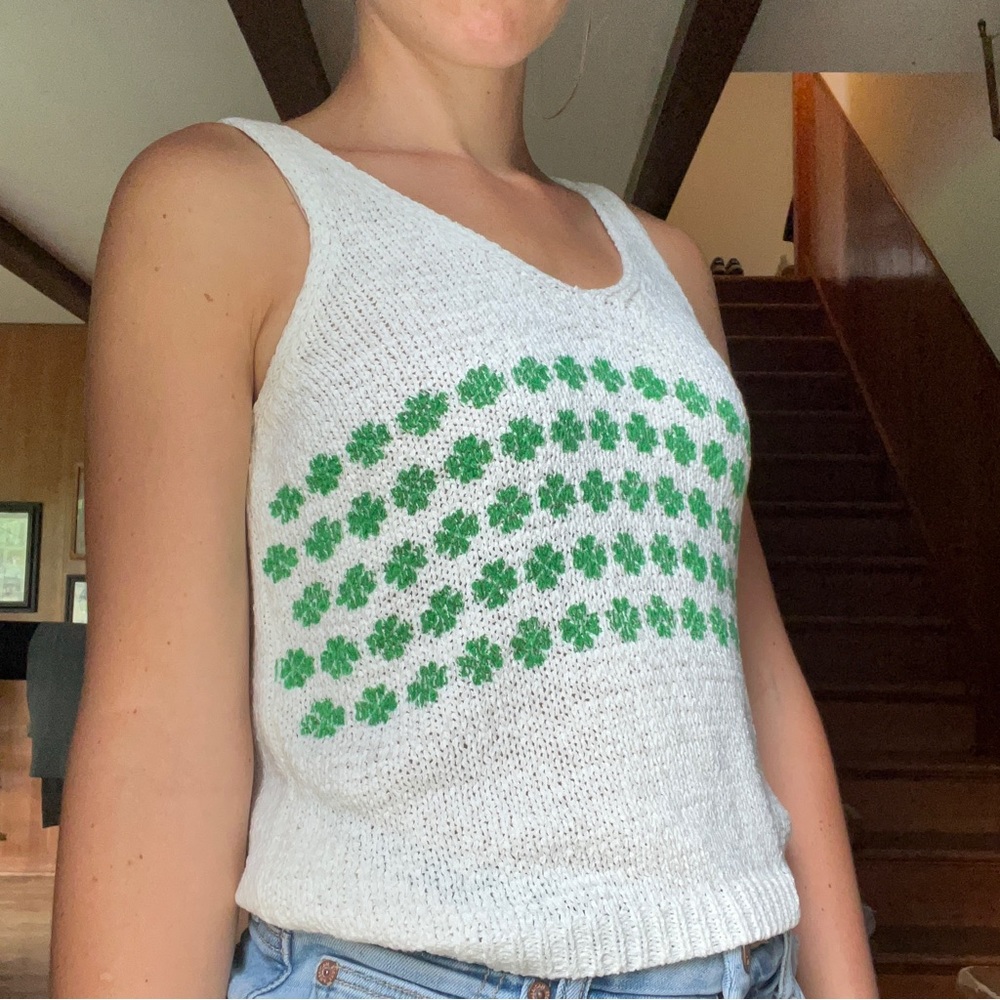 4 leaf clover knit tank